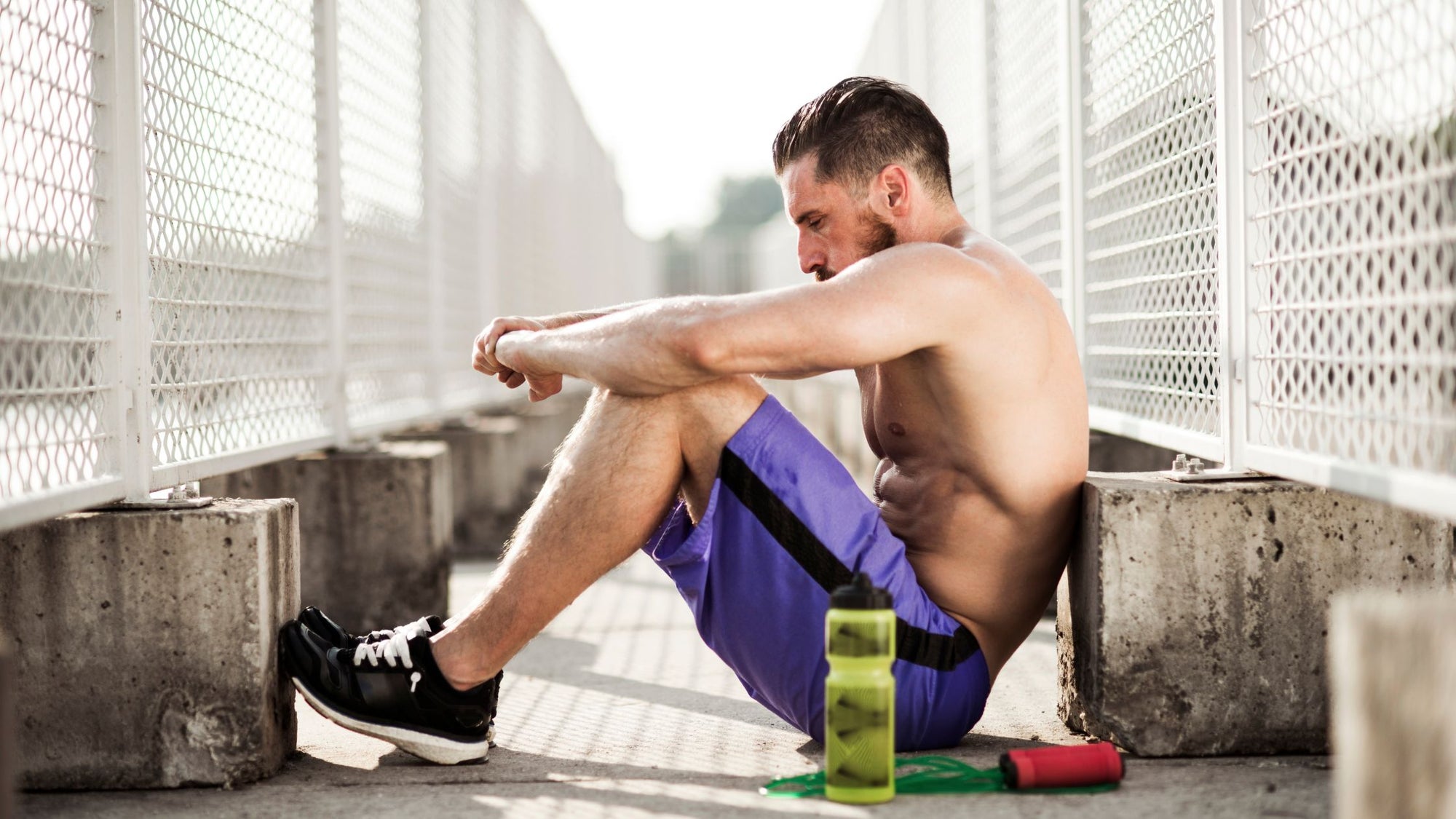 Man resting after working out