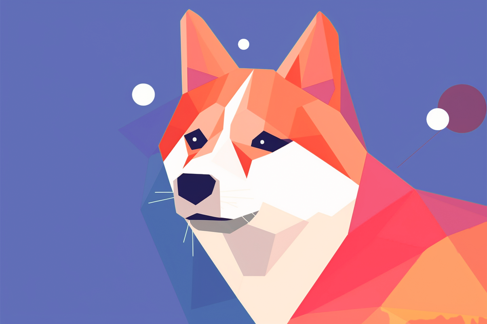A geometric polygon fox against a blue background