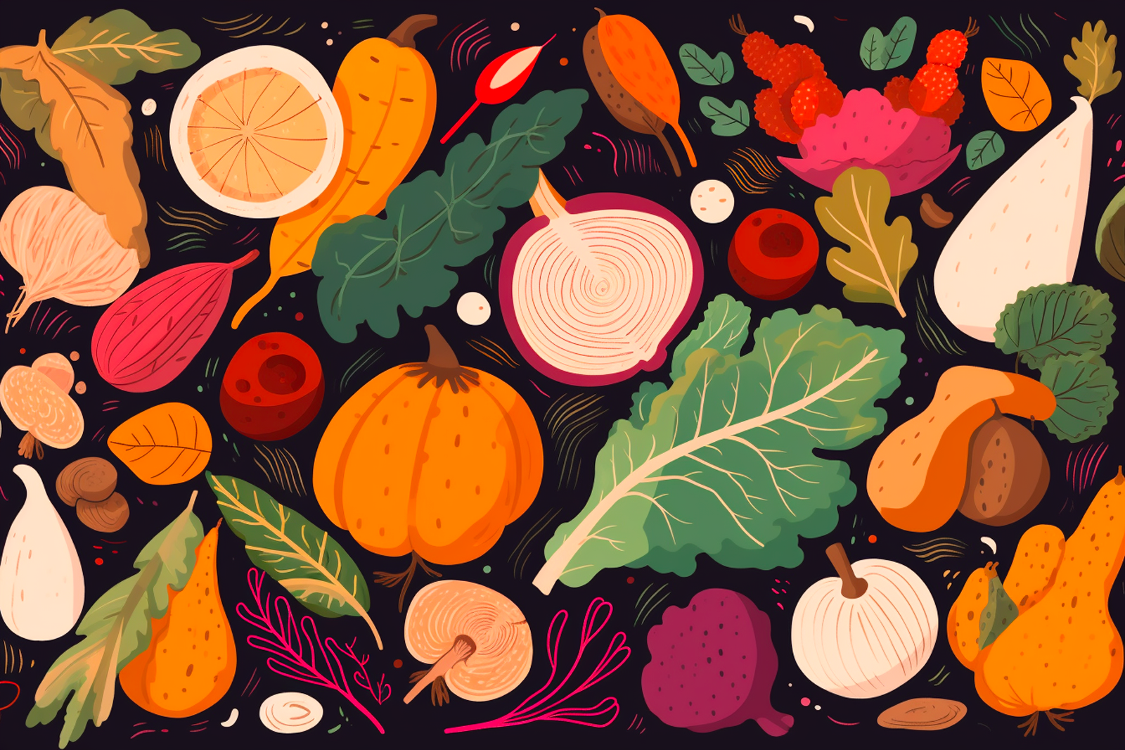Illustration of assorted vegetables